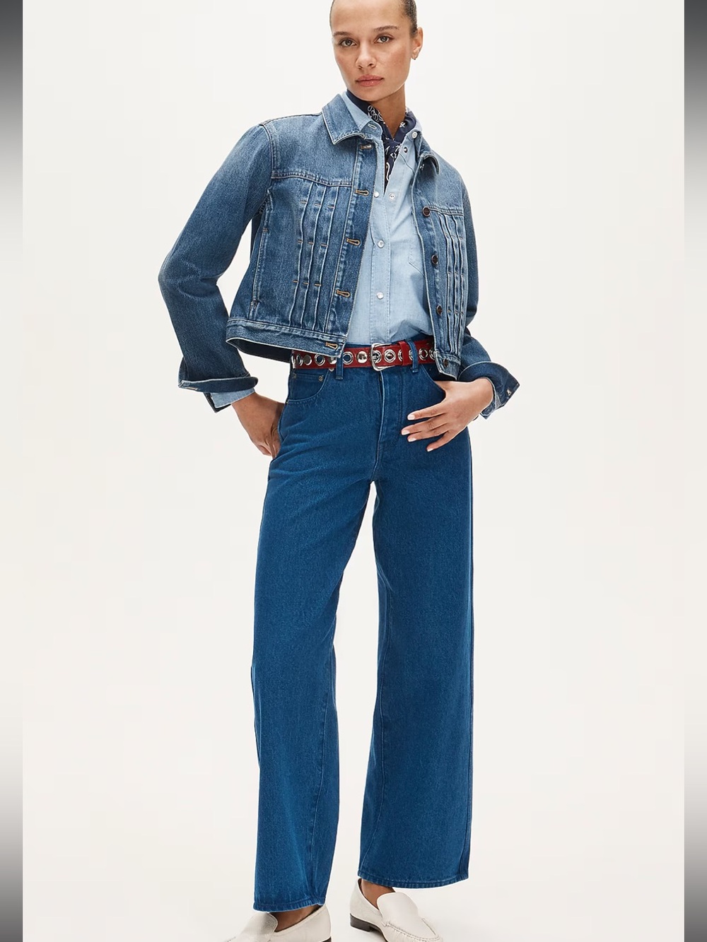 JCrew Cropped Denim Jacket with Pintucks NWT - Picture 2 of 10
